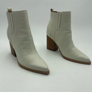 Marc Fisher Oshay Pointed Toe Booties Ivory Leather SZ 6.5M MSRP $189